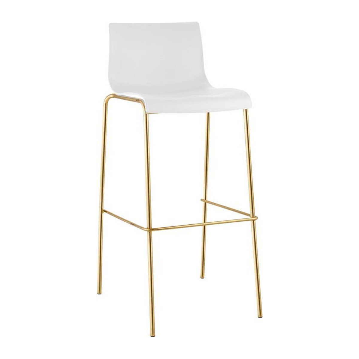 CLP Barhocker Hover mit Lehne, moderner Stapelstuhl aus Kunststoff in Weiß und Metallgestell in Goldoptik - Bild 1