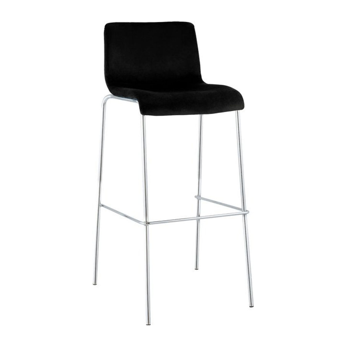 CLP Barhocker Hover Modern mit Lehne aus Samt und Metallgestell in Schwarz und Chrom - Bild 1