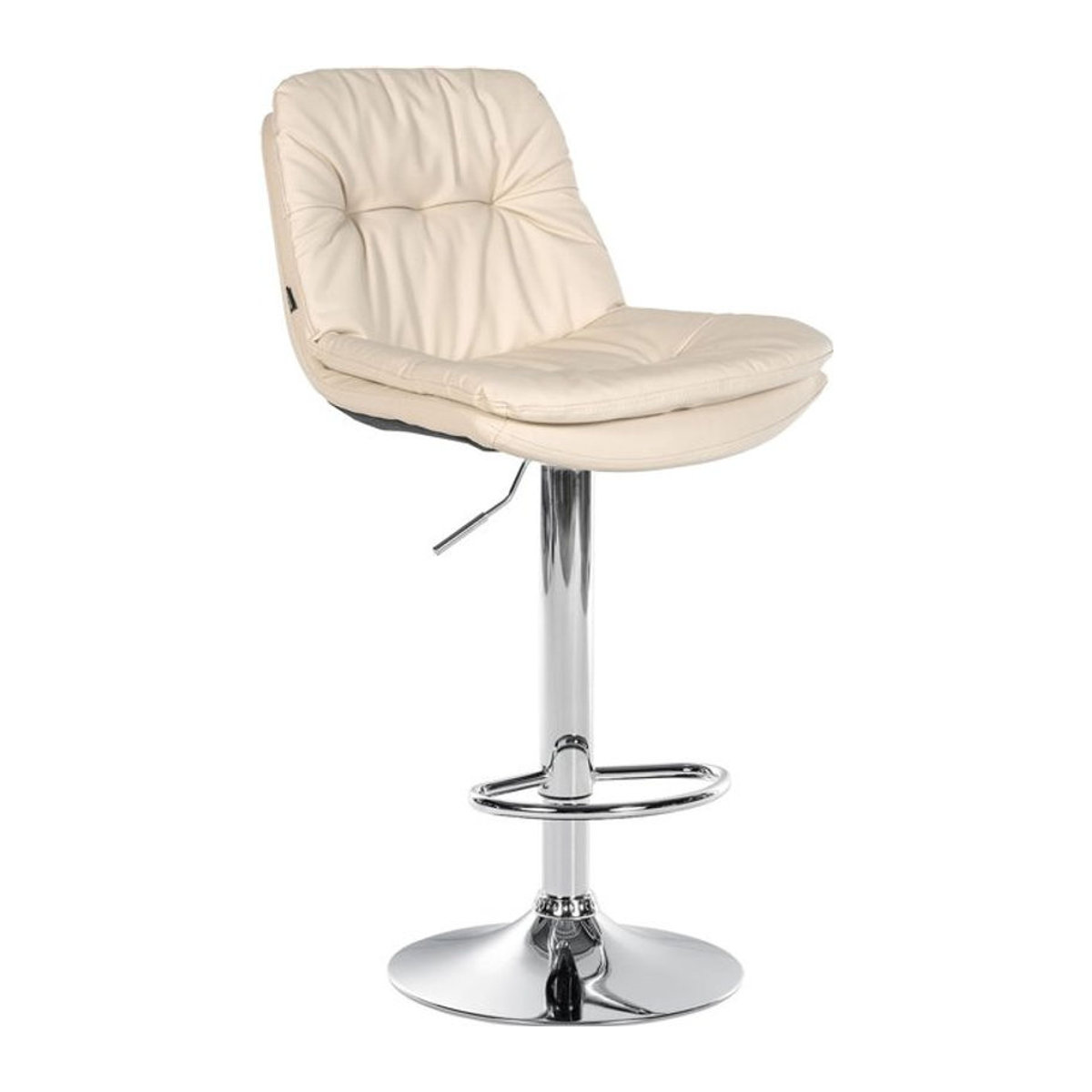 CLP Barhocker Laurel in Beige mit Kunstlederbezug und Chrom-Gestell, höhenverstellbarer Barstuhl mit Rückenlehne und Fußstütze - Bild 1