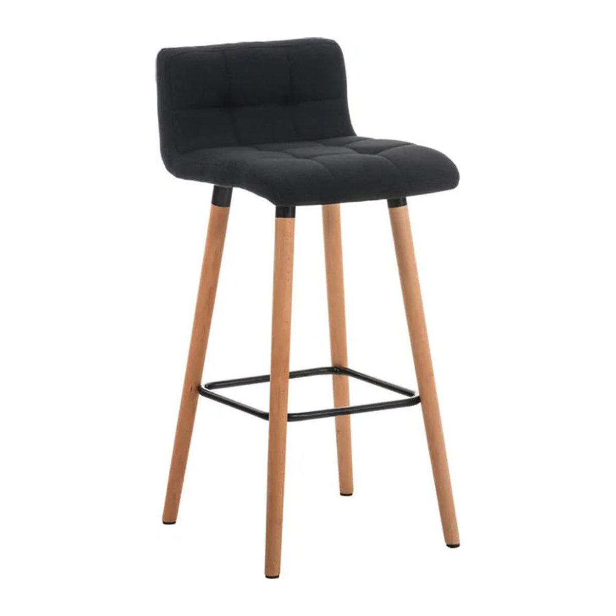CLP Barhocker Lincoln mit Stoffbezug und Holzgestell in Schwarz und Buche, Sitzhöhe: 75 cm - Bild 1