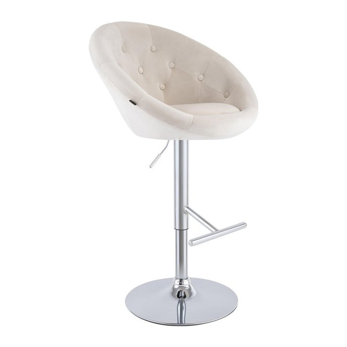 CLP Barhocker London höhenverstellbar mit Lehne, gepolsterter Barstuhl aus Samt in Beige mit Metallgestell und 360 Grad Drehung - Bild 1