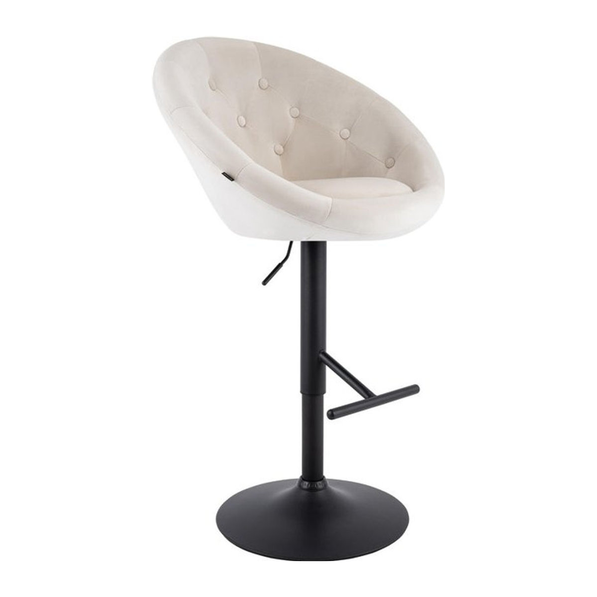 CLP Barhocker London höhenverstellbar mit Lehne, gepolsterter Barstuhl aus Samt in Beige mit Metallgestell und 360 Grad Drehung - Bild 1