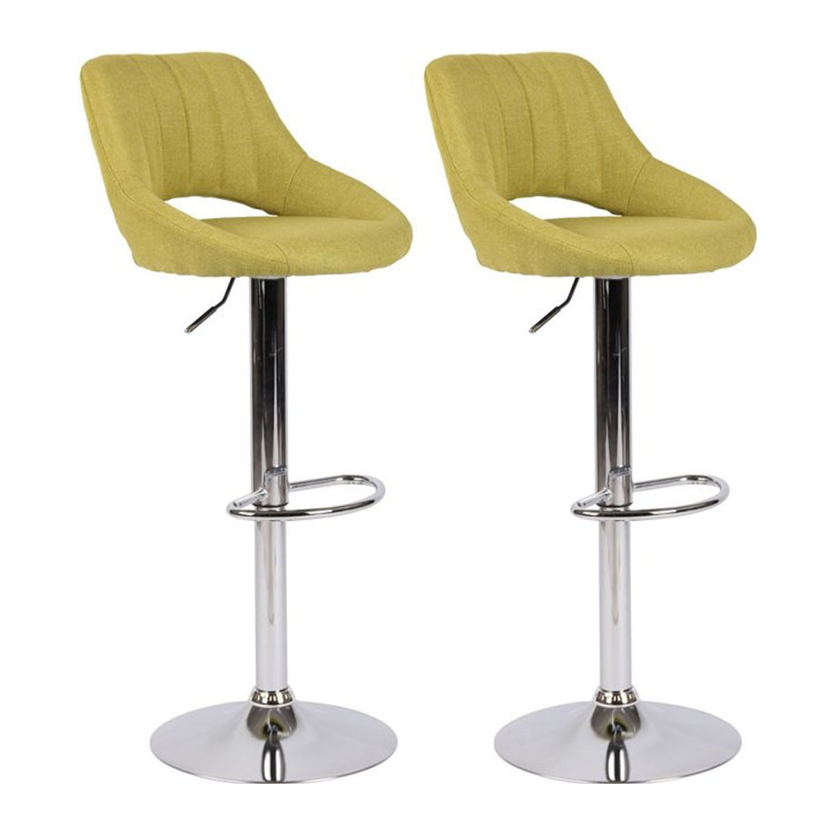 CLP Barhocker Milet 2er Set Modern, höhenverstellbare Barstühle mit Lehne, gepolsterte Stoffbezüge in Grün und Metallgestell, drehbar - Bild 1