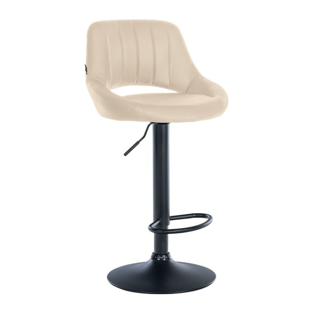 CLP Barhocker Milet höhenverstellbar mit Lehne aus Kunstleder und Metallgestell in Beige und Schwarz - Bild 1