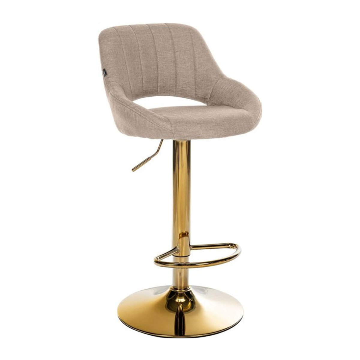 CLP Barhocker Milet höhenverstellbar mit Lehne, gepolsterter Barstuhl aus Stoff in Beige mit Metallgestell, drehbar - Bild 1