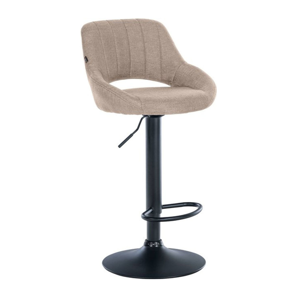 CLP Barhocker Milet höhenverstellbar mit Lehne, moderner Barstuhl gepolstert in taupe meliert mit Stoffbezug und Metallgestell, drehbar - Bild 1