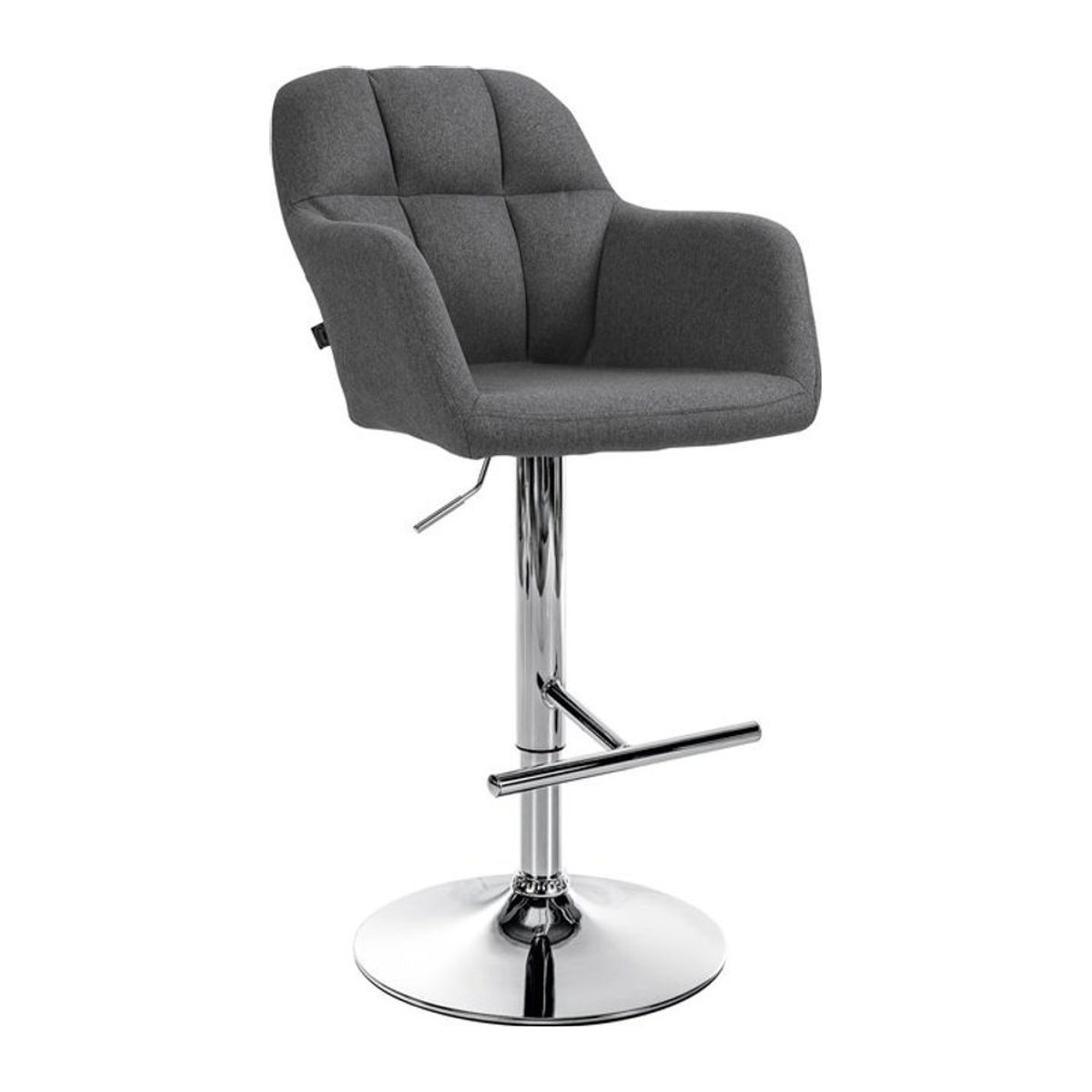 CLP Barhocker Natoma Grau Stoff und Metall Höhenverstellbar mit Fußstütze und 360 Grad Drehbarkeit - Bild 1