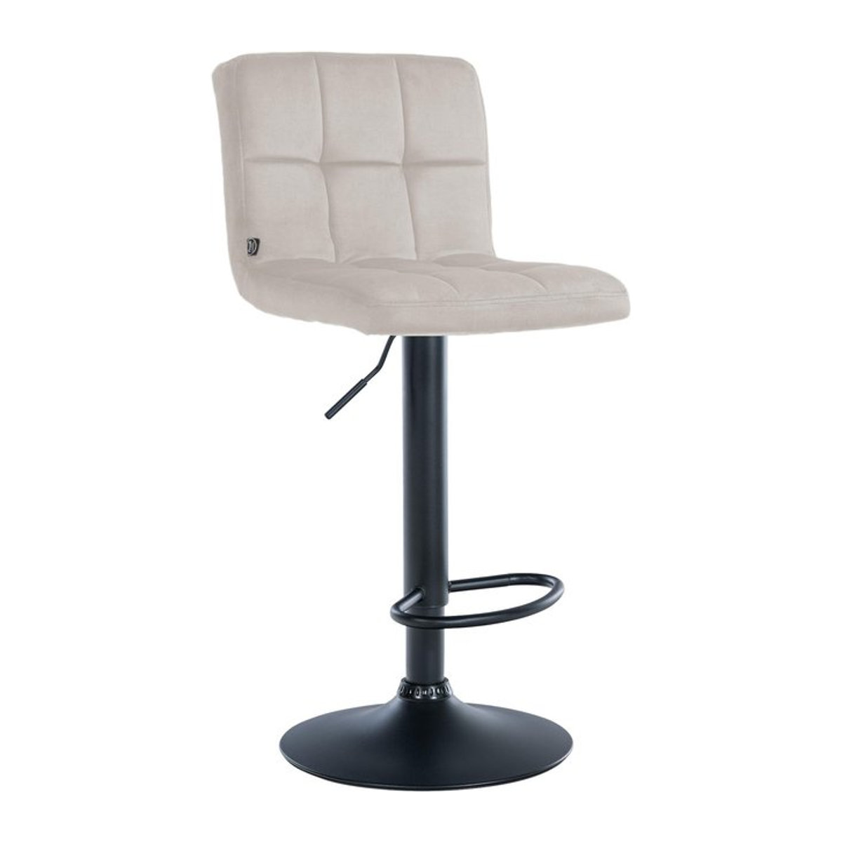 CLP Barhocker Peru höhenverstellbar mit Lehne aus Samt und Metallgestell in Creme, Beige und Schwarz - Bild 1