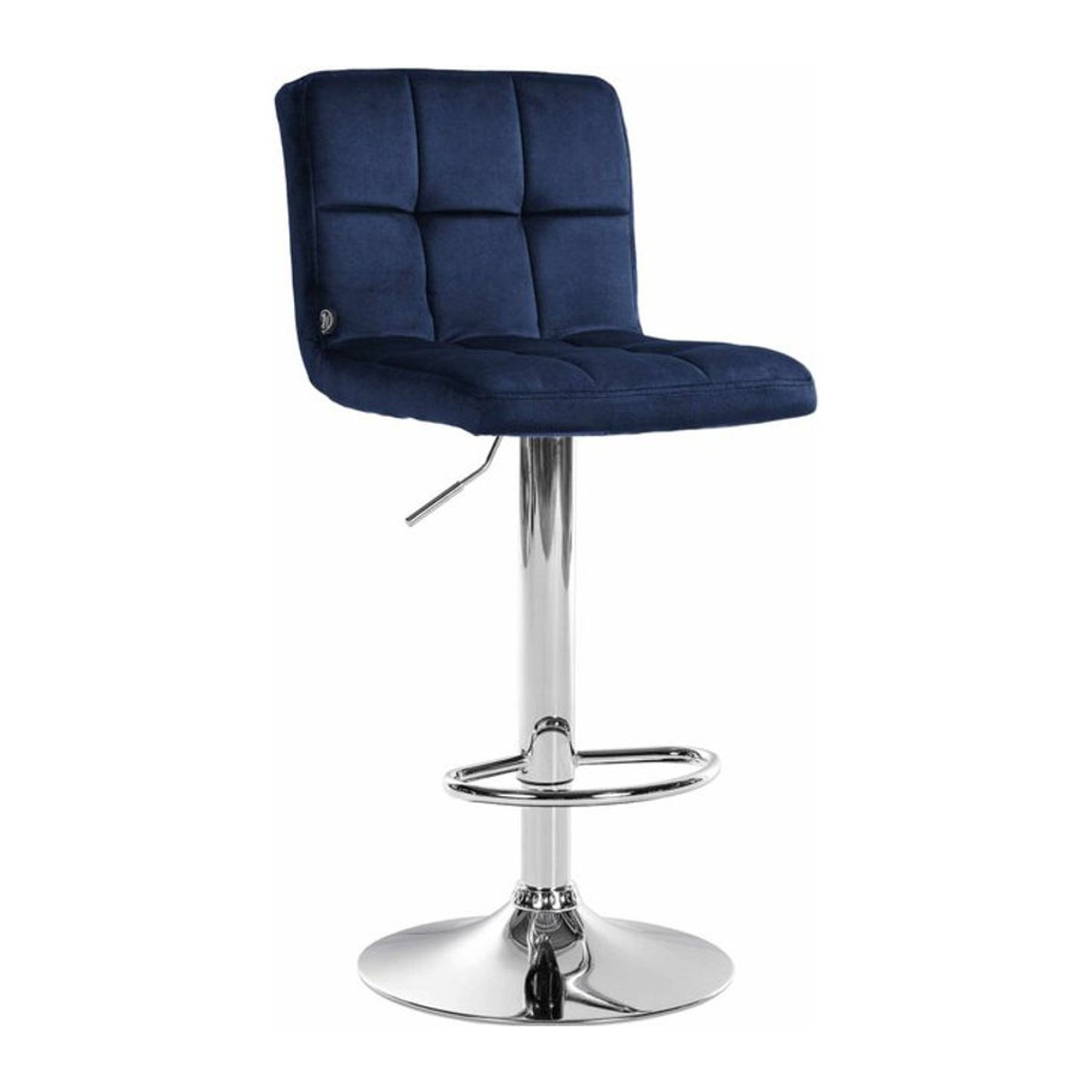 CLP Barhocker Peru höhenverstellbar mit Lehne, moderner Barstuhl aus Samt in Blau mit Metallgestell und drehbarer Sitzfläche - Bild 1
