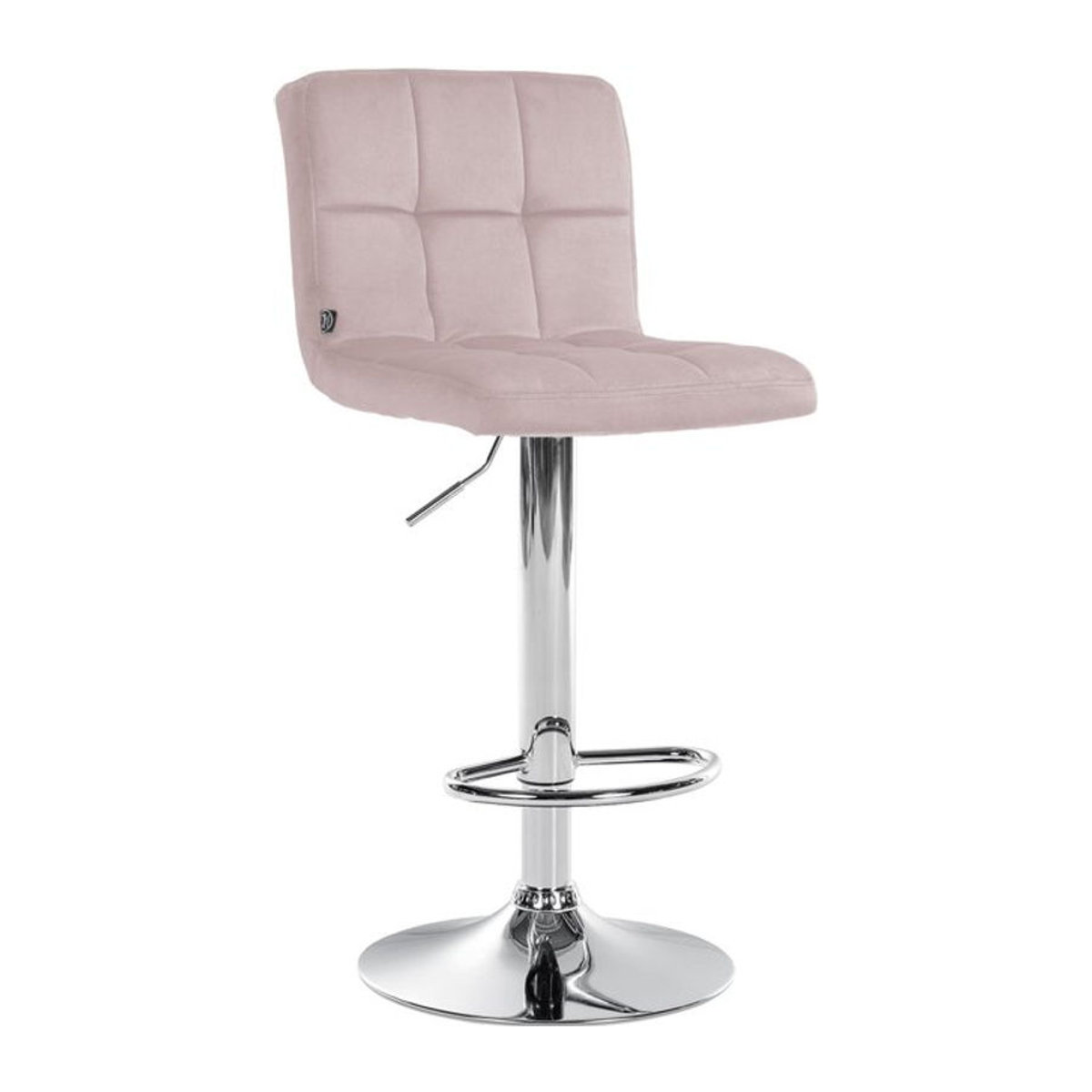 CLP Barhocker Peru höhenverstellbar mit Lehne, moderner Barstuhl aus Samt in Rosa mit Metallgestell und drehbarer Sitzfläche - Bild 1