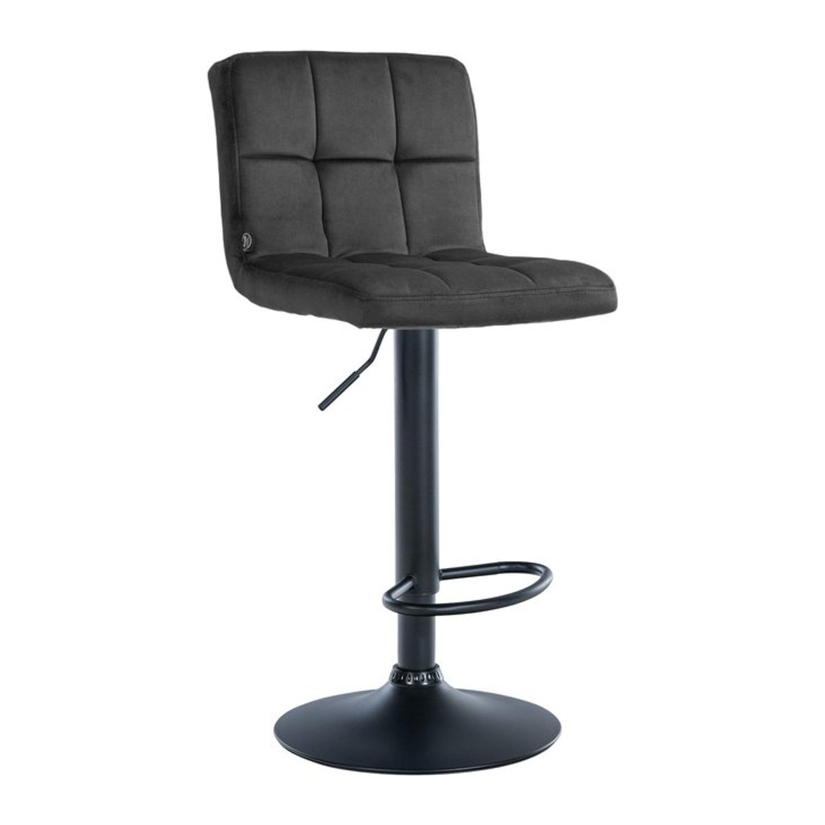 CLP Barhocker Peru modern höhenverstellbar mit Lehne aus Samt und Metallgestell in Schwarz - Bild 1