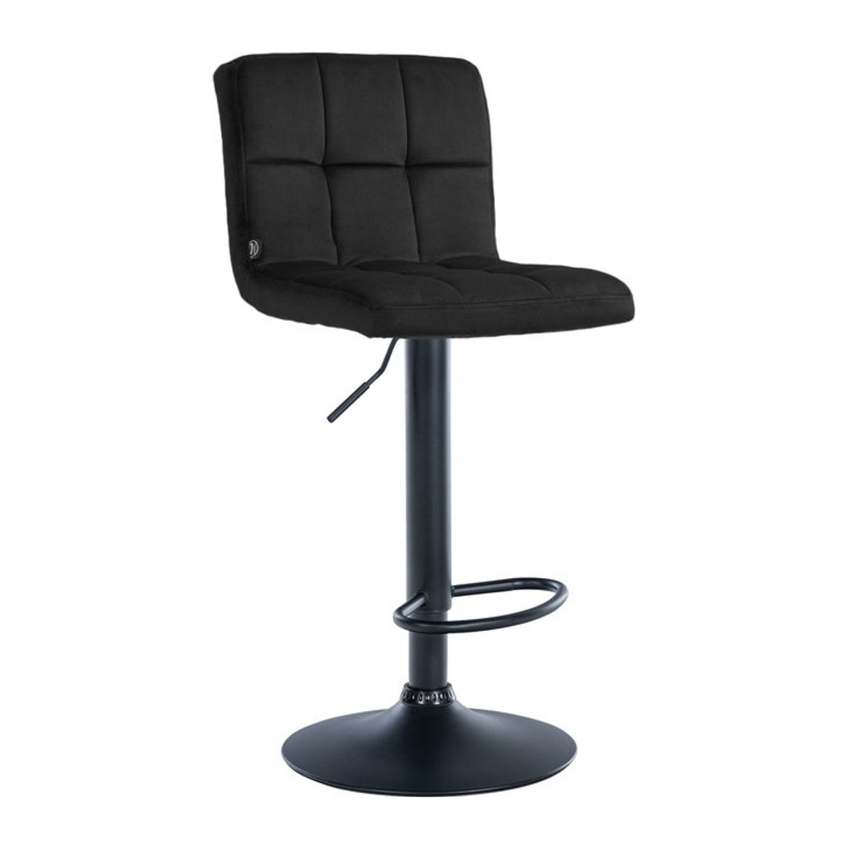 CLP Barhocker Peru modern, höhenverstellbarer Barstuhl mit Lehne aus Samt und Metallgestell, Schwarz - Bild 1