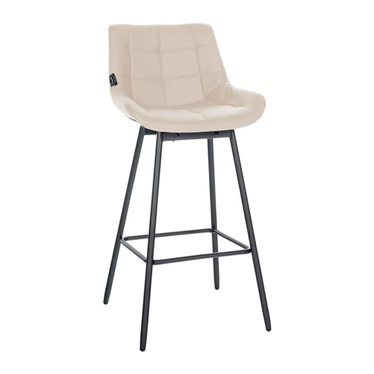 CLP Barhocker Weston in Beige mit gepolsterter Sitzfläche aus Kunstleder und schwenkbarem 90 Grad Drehsitz sowie Metallgestell mit Fußstütze - Bild 1