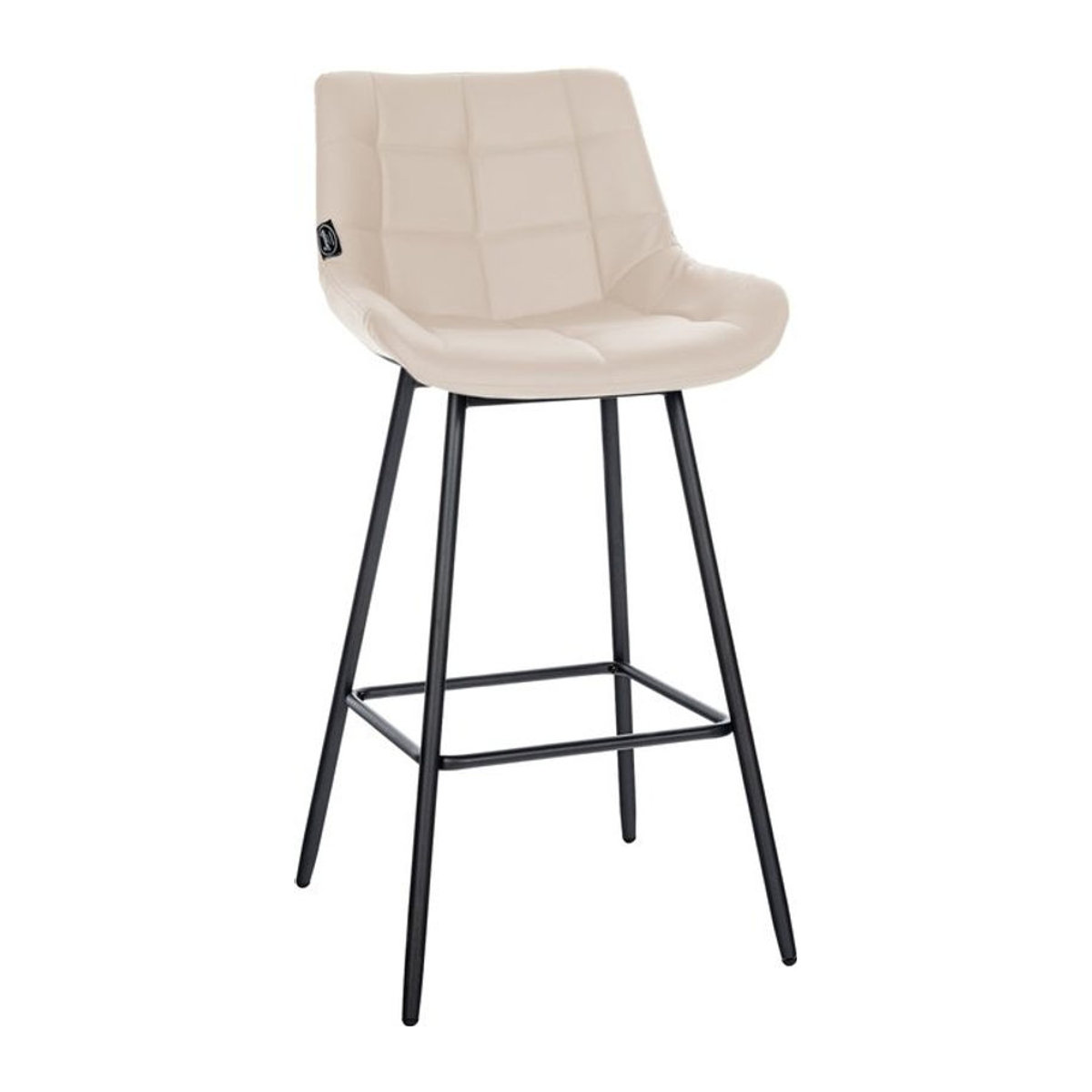 CLP Barhocker Weston in Beige mit gepolsterter Sitzfläche im Steppmuster, Metallgestell und Rückenlehne, wählbar in Samt oder Kunstleder - Bild 1