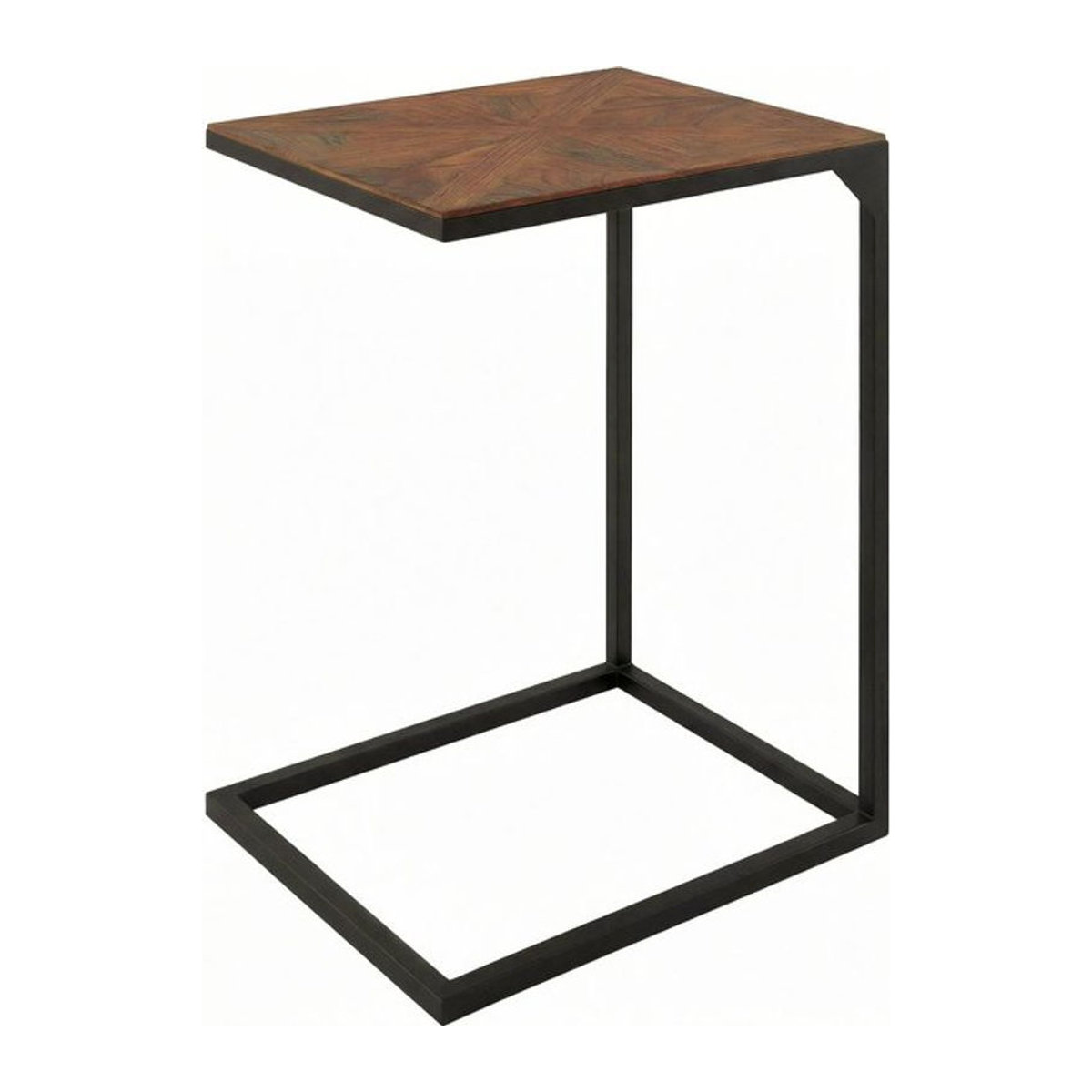CLP Beistelltisch Velaro in C-Form aus Holz und Metall, moderner Couchtisch in Braun, rechteckig - Bild 1