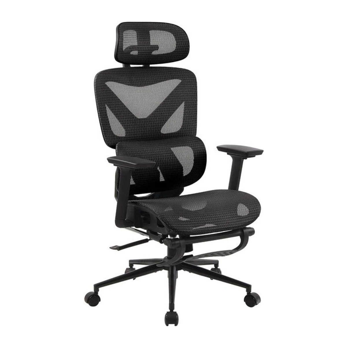 CLP Bürostuhl Reston Ergonomischer Schreibtischstuhl mit Fußstütze, 3D-Kopfstütze und verstellbarer Rückenlehne, Schwarz, Mesh - Bild 1