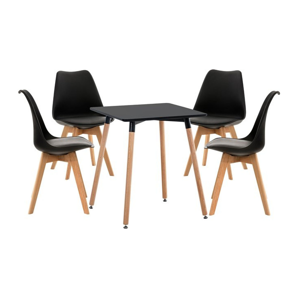 CLP Essgruppe Liborg I Set bestehend aus 4 Stühlen Linares und 1 Tisch Viborg in Schwarz mit quadratischer Tischplatte Breite: 60 cm, Tiefe: 60 cm - Bild 1