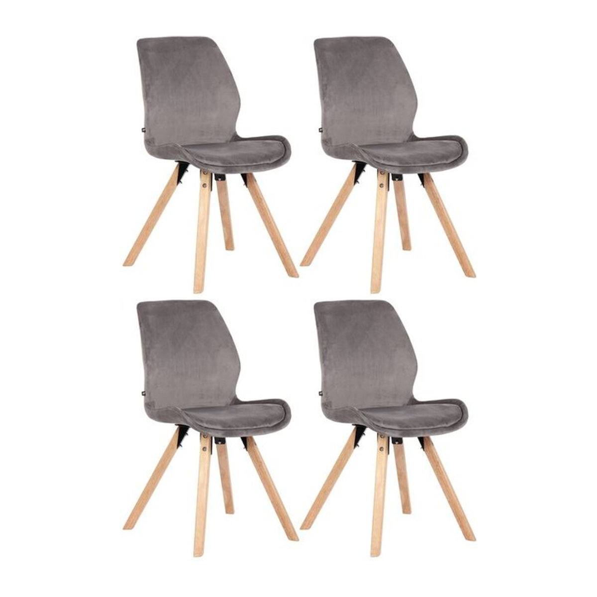 CLP Esszimmerstuhl 4er Set Luna gepolstert in Grau mit Holzbeinen im skandinavischen Design - Bild 2