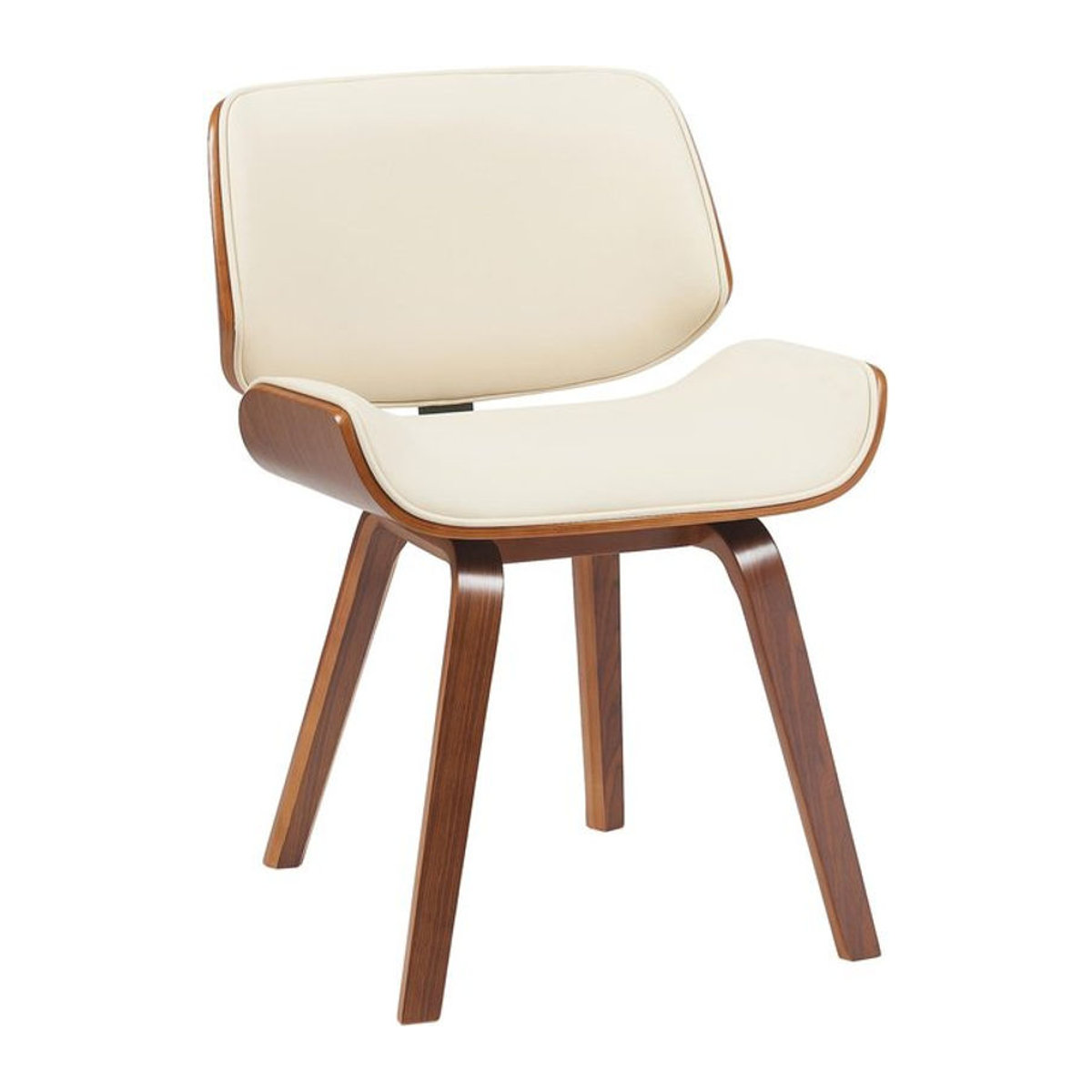 CLP Esszimmerstuhl Beverley Polsterstuhl aus Holz und Kunstleder in Beige im Retro-Design - Bild 1
