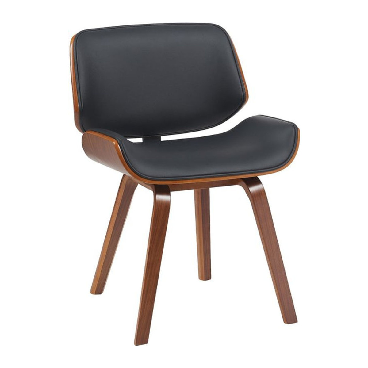 CLP Esszimmerstuhl Beverley Polsterstuhl aus Kunstleder und Holz in Schwarz im Retro-Design - Bild 1