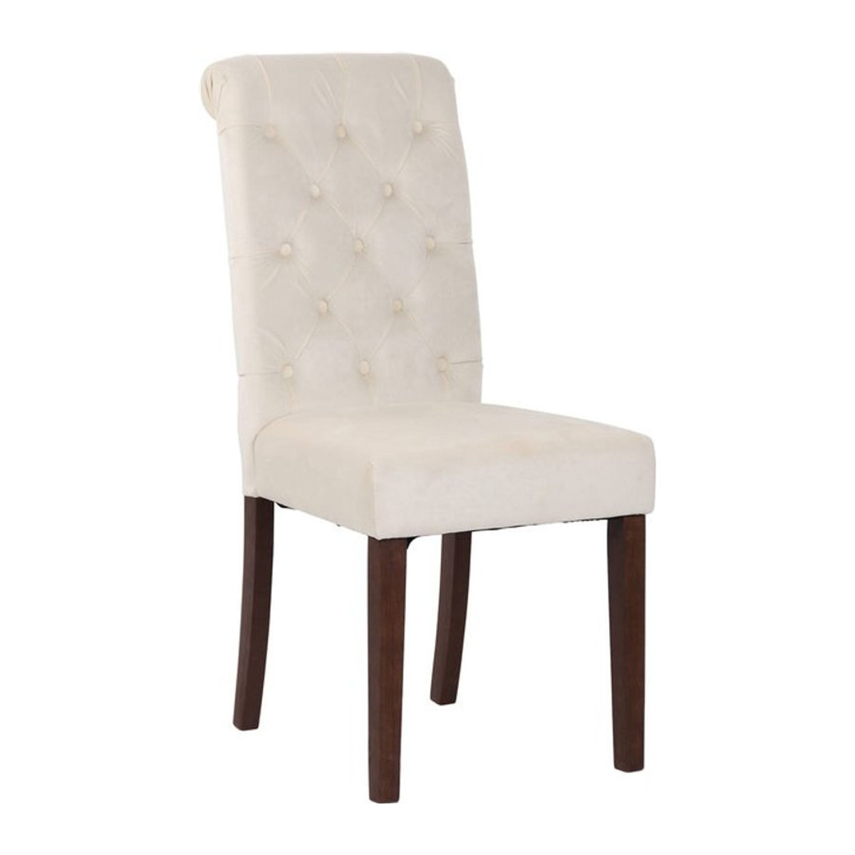 CLP Esszimmerstuhl Lisburn Polsterstuhl aus Samt in Beige mit Chesterfield Design, H: 98 cm, B: 45 cm, T: 50 cm - Bild 1