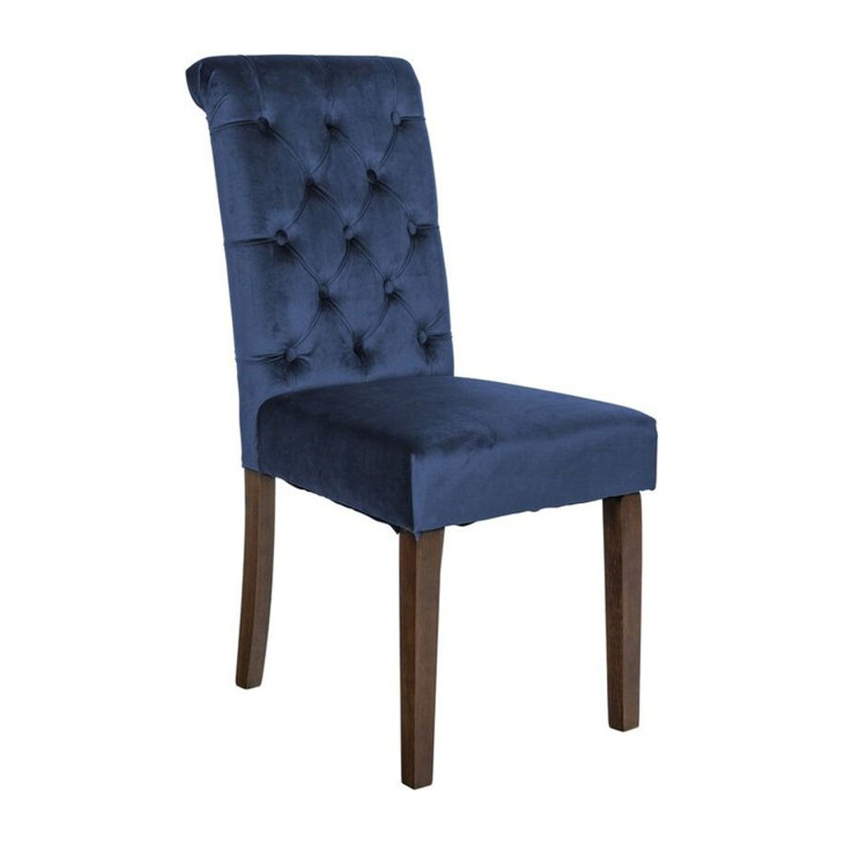 CLP Esszimmerstuhl Lisburn Polsterstuhl aus Samt in Blau mit Chesterfield Design und Holzbeinen - Bild 1