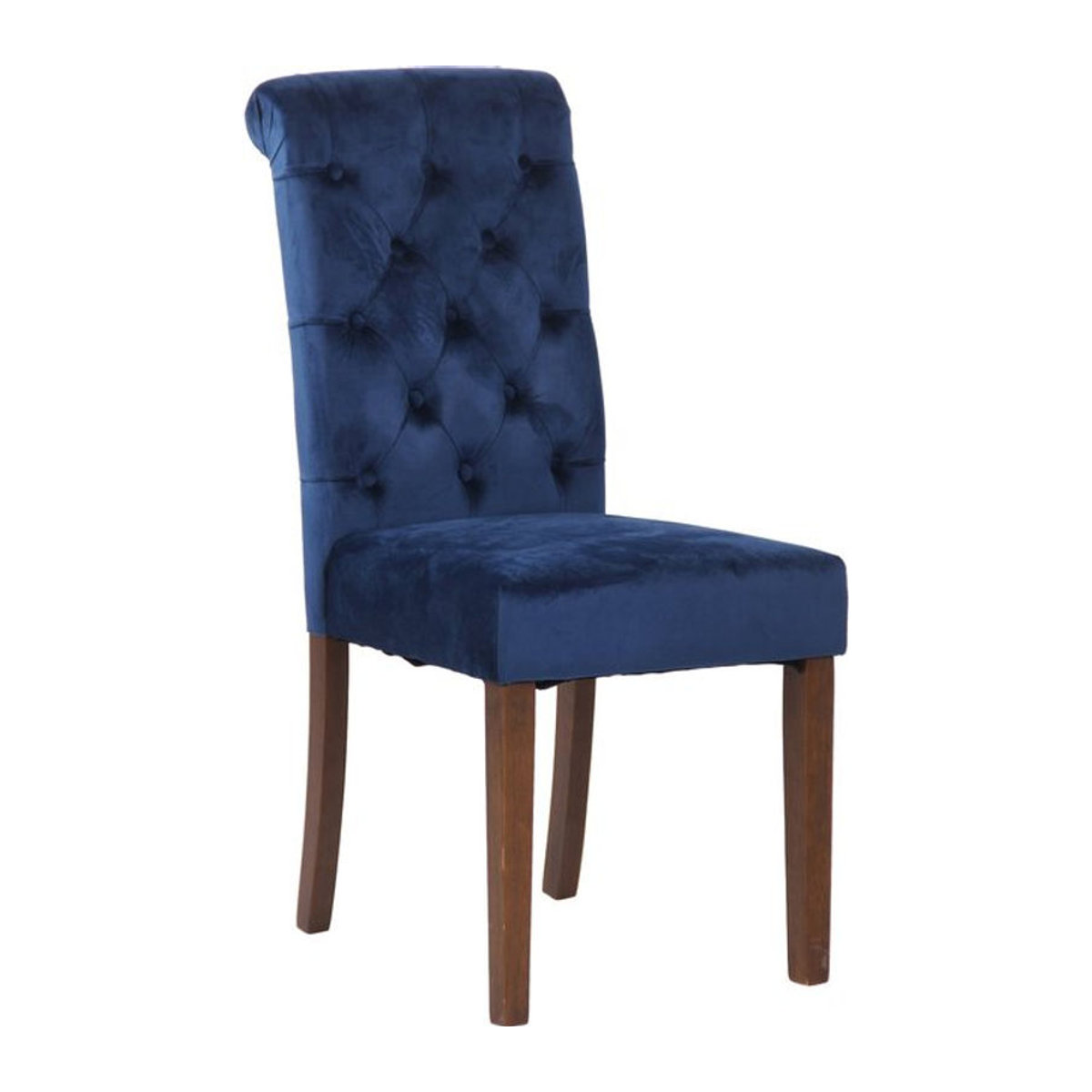 CLP Esszimmerstuhl Lisburn Polsterstuhl aus Samt in Blau mit Chesterfield Design und Holzbeinen - Bild 2