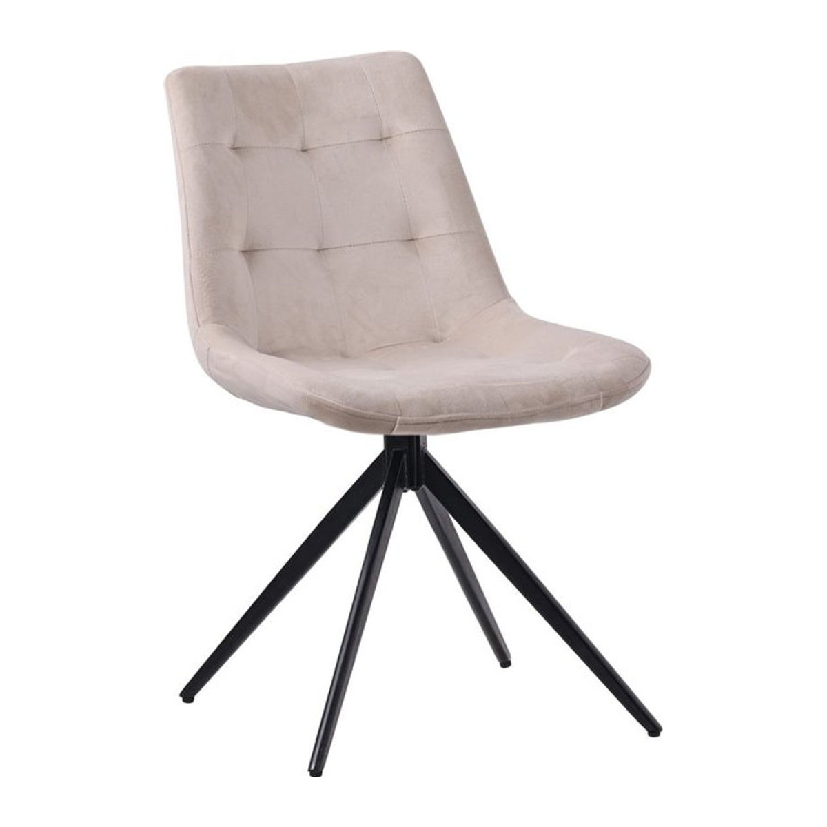 CLP Esszimmerstuhl Merna Polsterstuhl aus Samt in Beige mit schwenkbarer Rückenlehne und Metallgestell - Bild 1