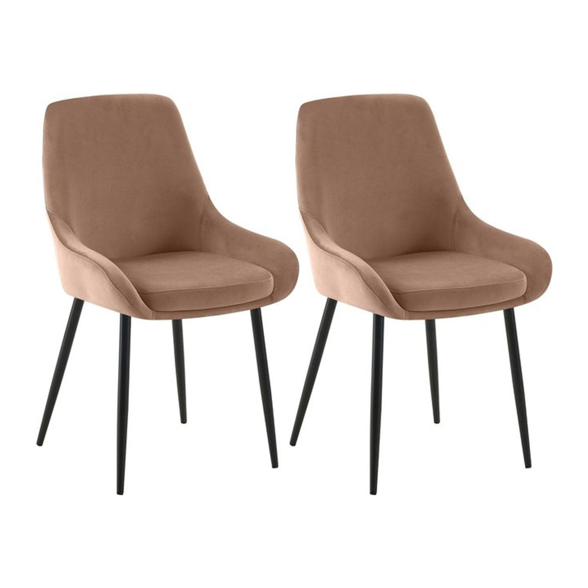 CLP Esszimmerstühle Elmira 2er Set ergonomische Sessel mit Armlehnen aus Samt und Metallrahmen in Modern Design - Bild 1