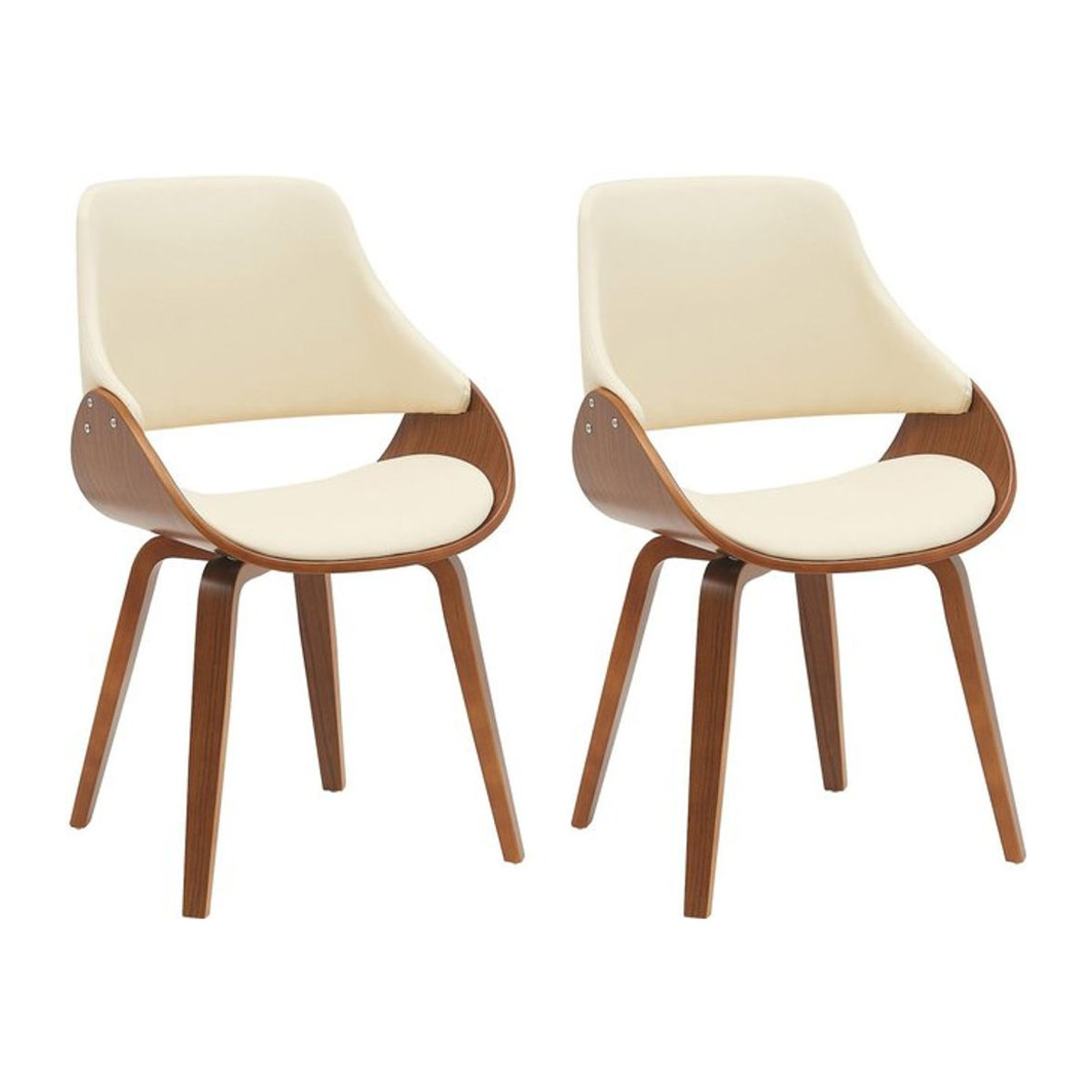 CLP Esszimmerstühle Vangale 2er Set in Beige im Retro-Design mit Armlehnen und gepolsterter Rückenlehne sowie Bugholzgestell - Bild 1
