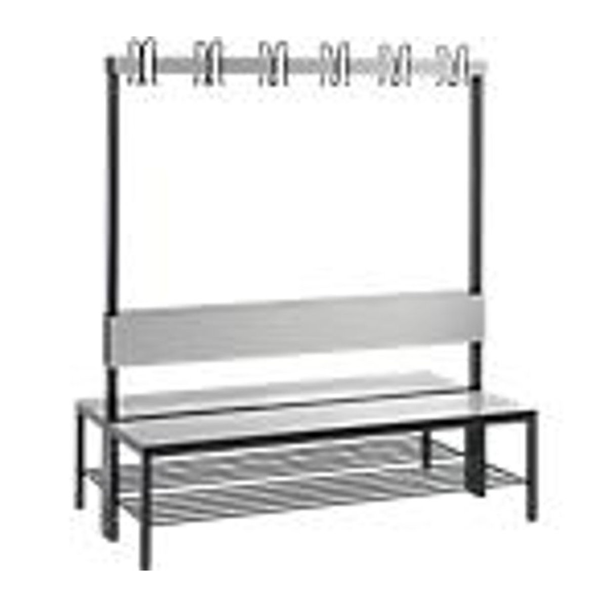CLP Garderobenbank Basic Plus, 2-seitig mit Rückenlehne und Schuhrost, Farbe: Silber/Anthrazit/Grau, Breite: 150 cm - Bild 3