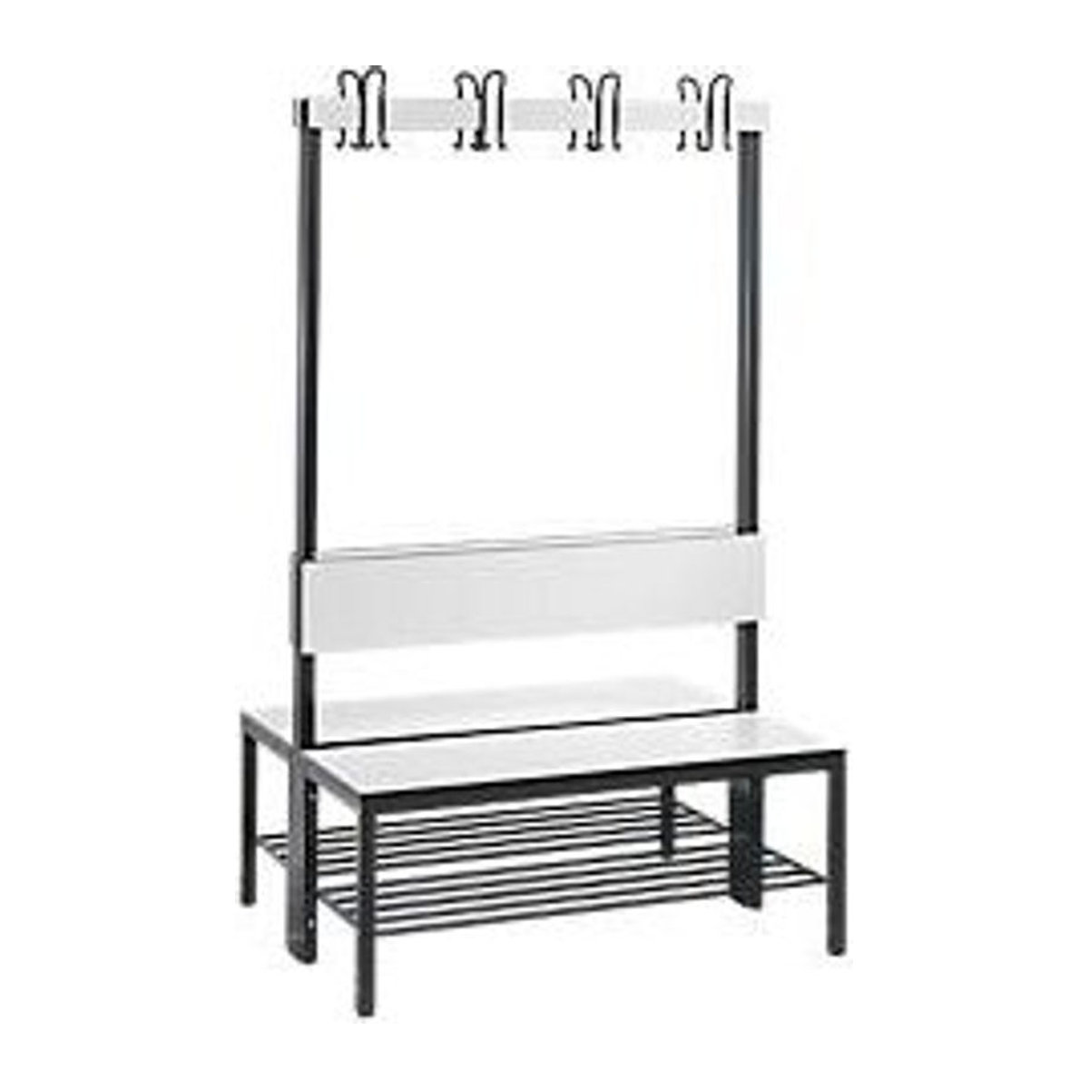 CLP Garderobenbank Basic Plus mit Rückenlehne und Schuhrost, Weiß/Schwarzgrau, Breite: 100 cm - Bild 1