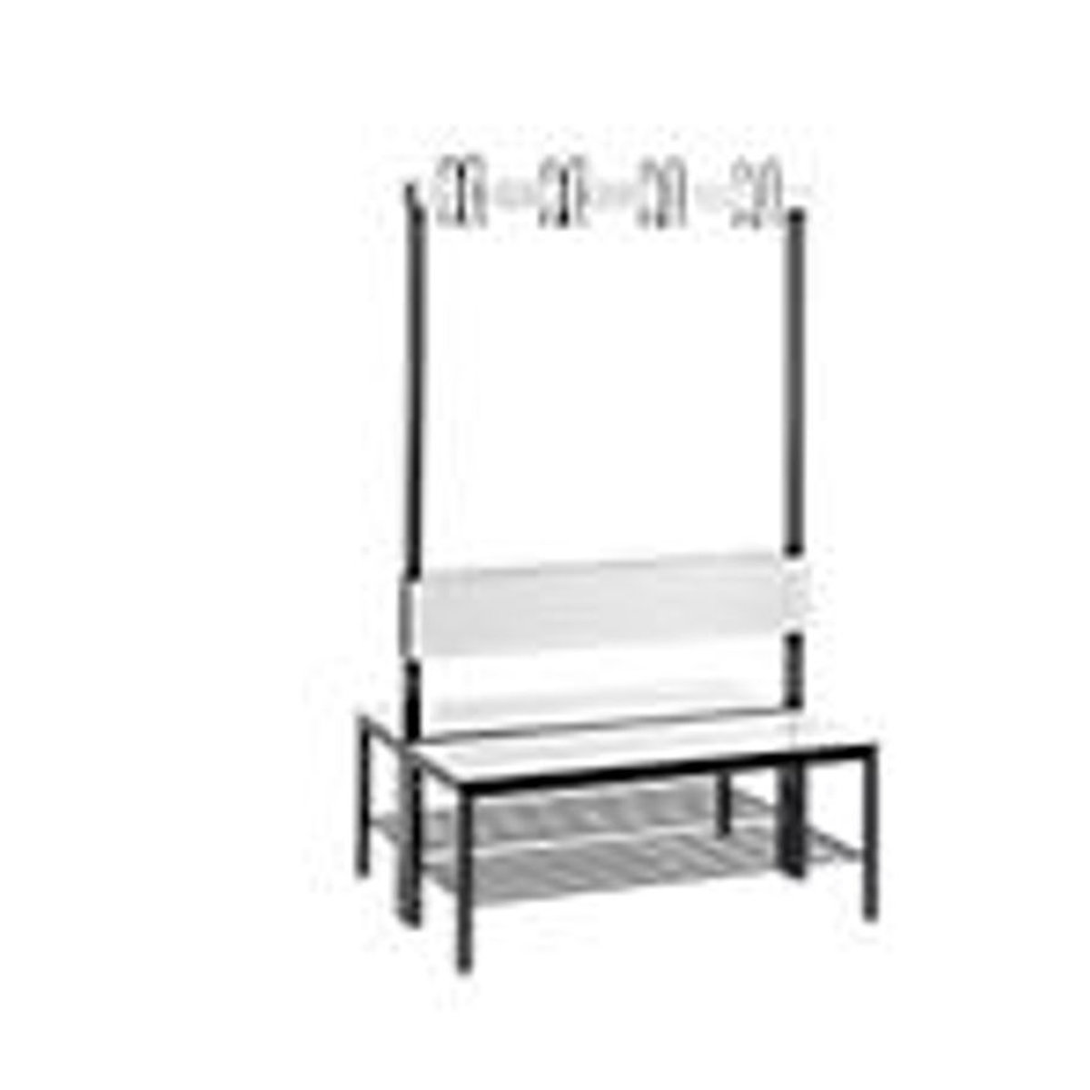 CLP Garderobenbank Basic Plus mit Rückenlehne und Schuhrost, Weiß/Schwarzgrau, Breite: 100 cm - Bild 2
