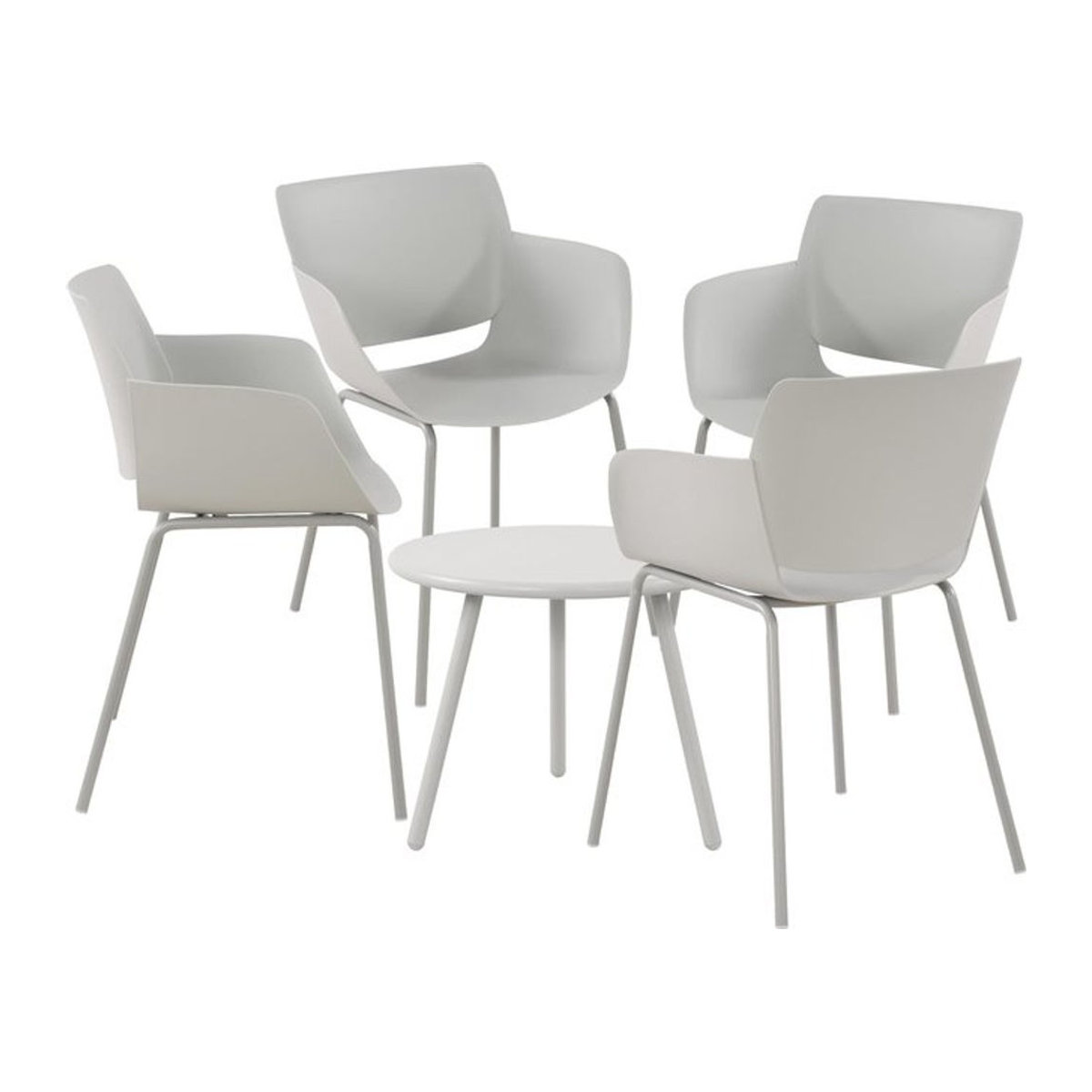 CLP Gartenmöbel-Set Berena mit Tisch Berea und Stühlen Alpena in Weiß, modernes Outdoor-Set für den Garten - Bild 1