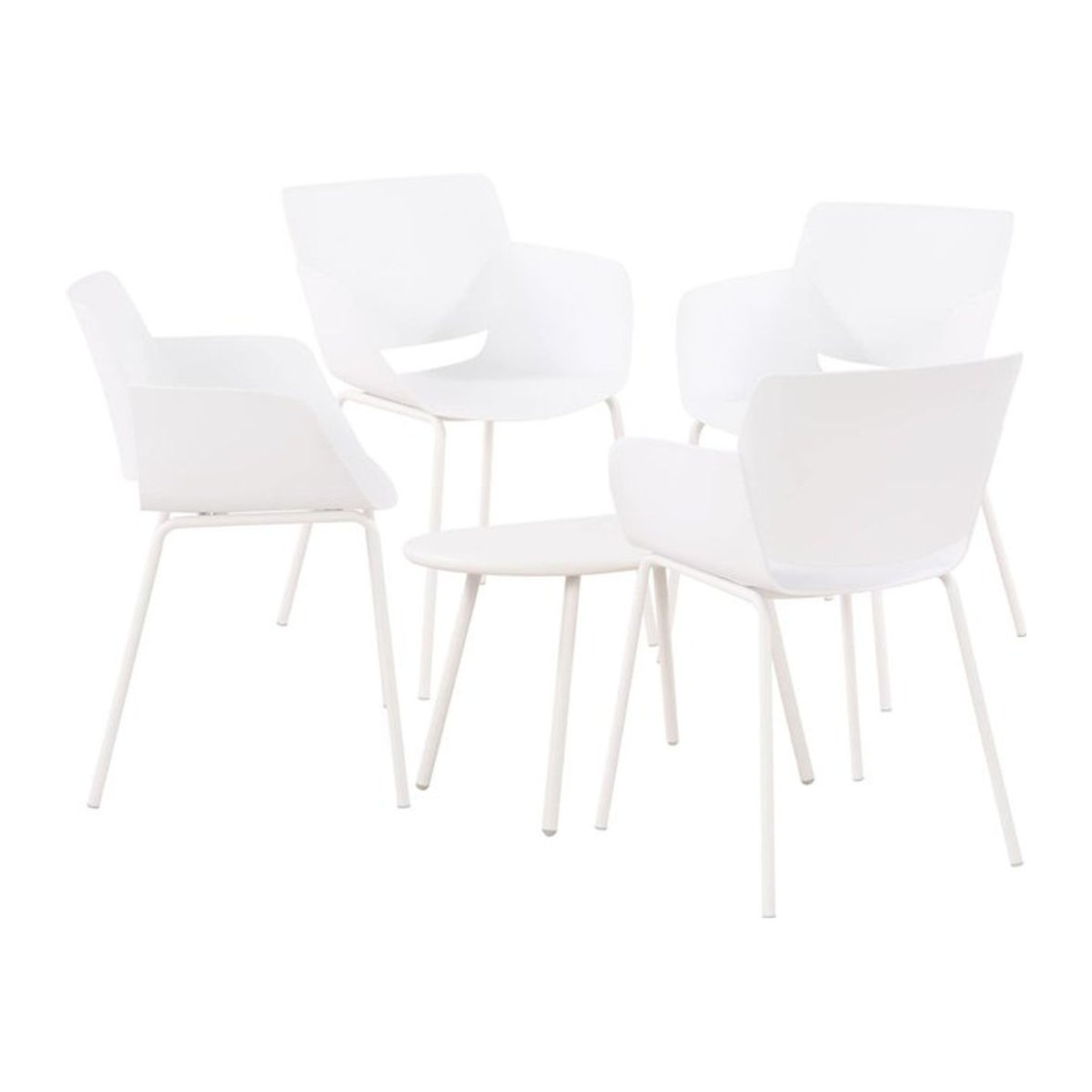CLP Gartenmöbel-Set Velvena mit Tisch Velva und Stühlen Alpena in Weiß, modernes Outdoor-Set für den Garten - Bild 1