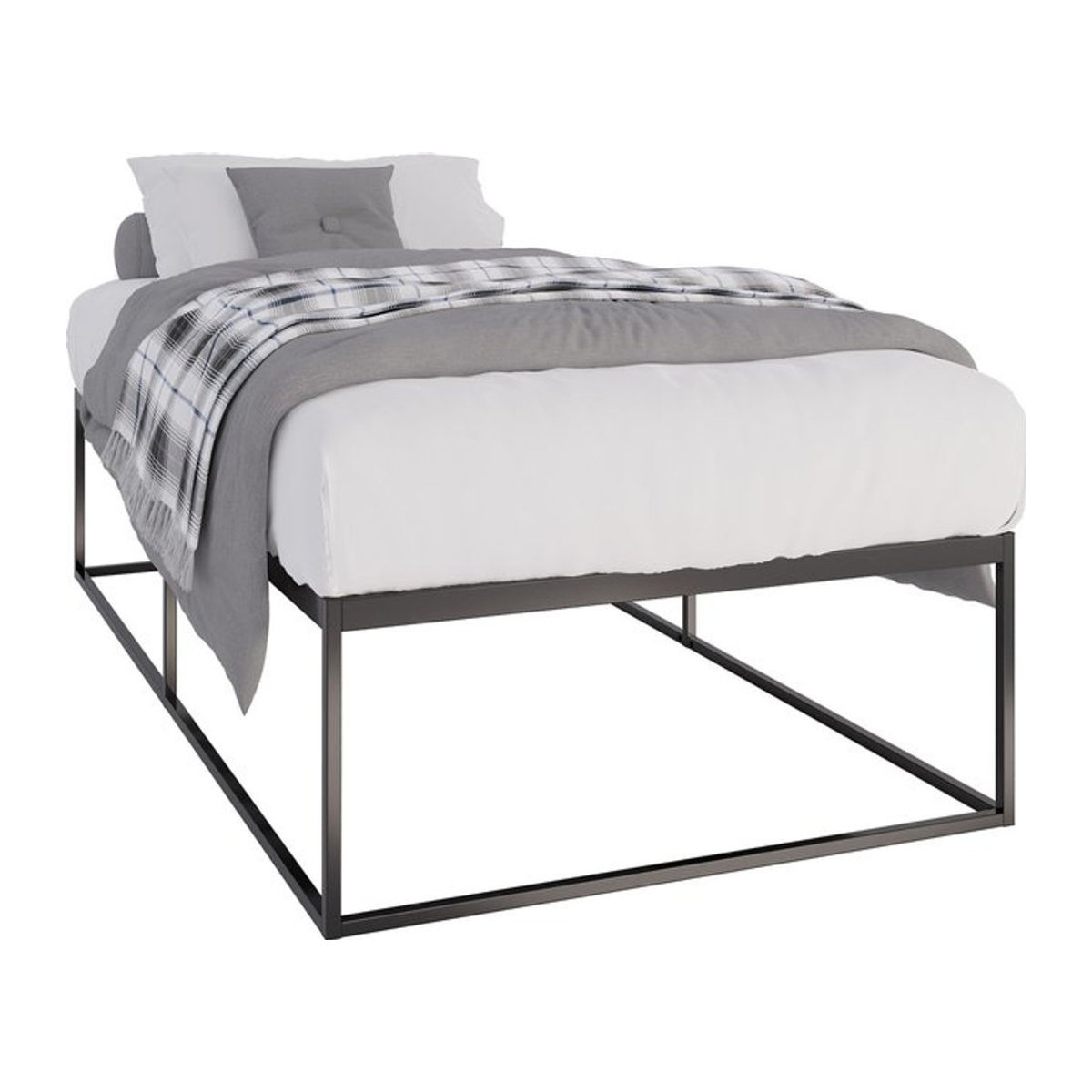 CLP Metallbett Scala in Schwarz mit Lattenrost, modernes und minimalistisches Bett aus Stahl, B/T/H: 200 x 100 x 46 cm - Bild 1