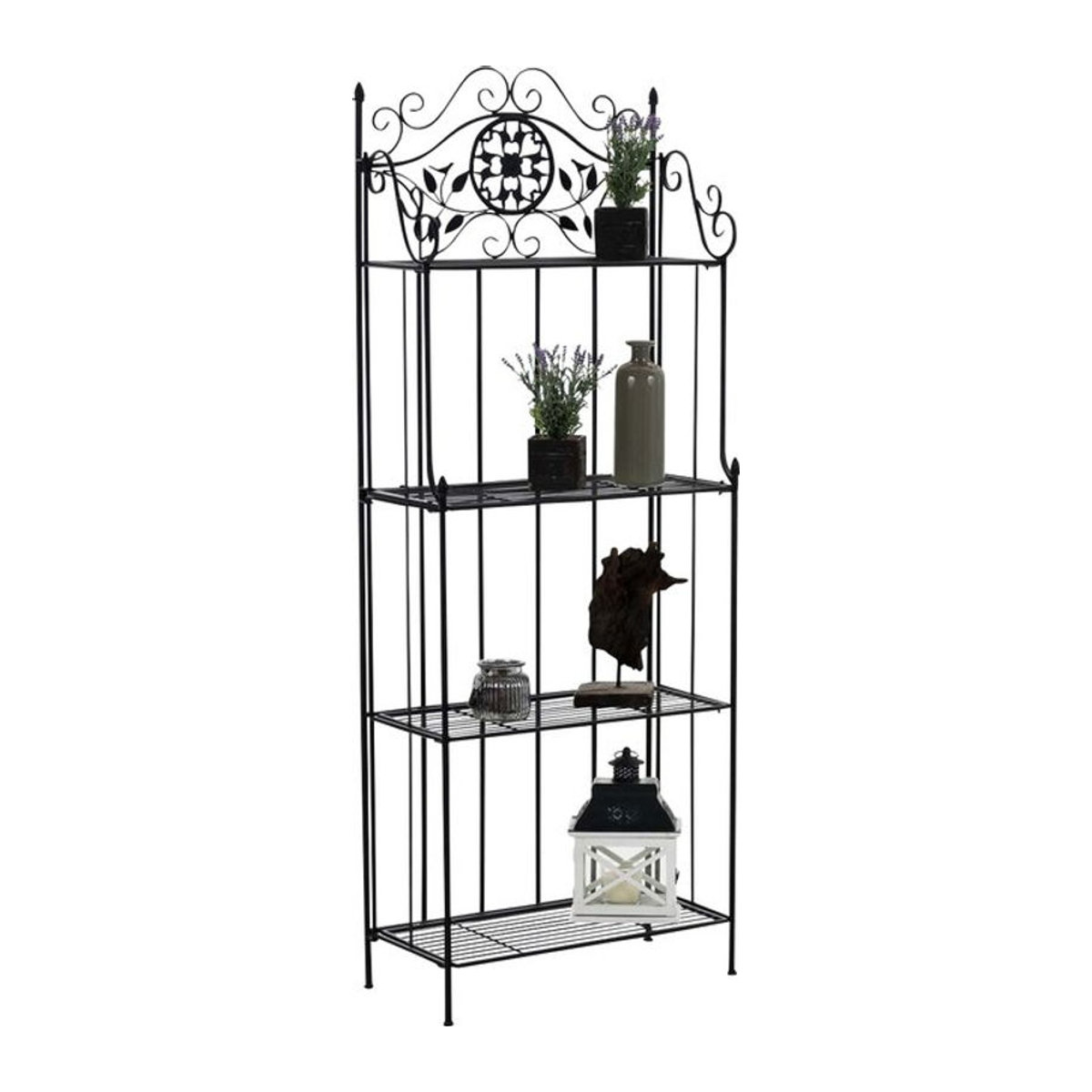 CLP Pflanzenregal Flora aus Metall klappbar, 4 Ebenen Blumenregal in Schwarz für Garten, Balkon und Indoor - Bild 1