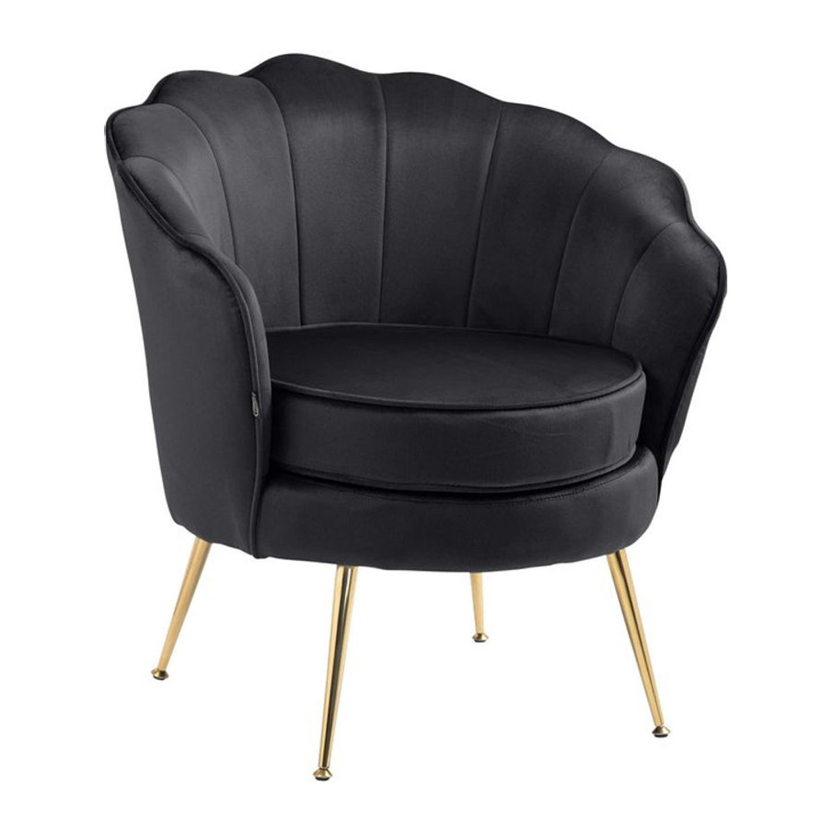 CLP Polsterstuhl Rosita Sessel mit Samt-Bezug und goldfarbenem Metallgestell im Retro-Modern-Stil - Bild 1
