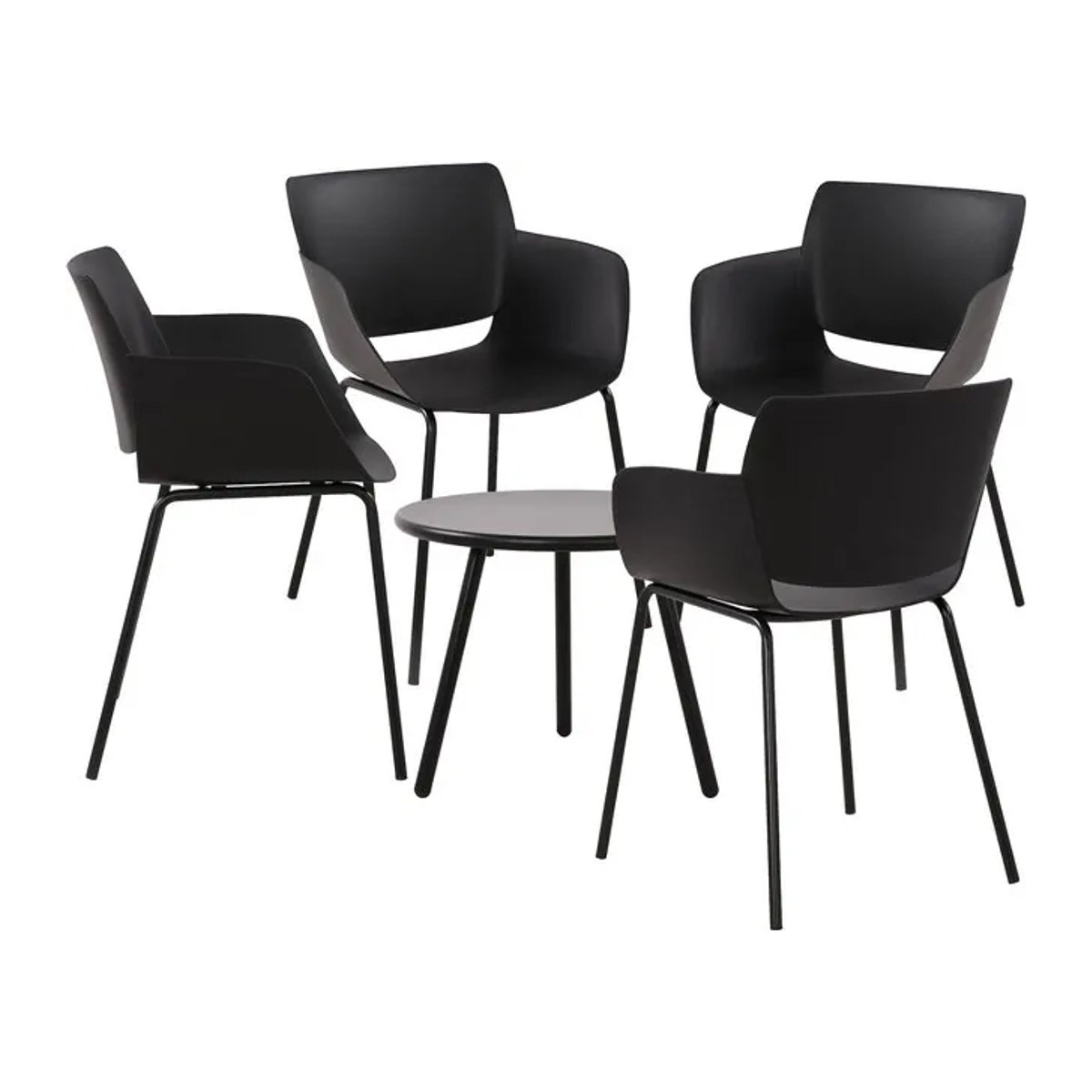 CLP Sitzgruppe Minota Gartenmöbel-Set aus Metall in Schwarz, modernes Outdoor-Set mit Tisch und Stühlen - Bild 1