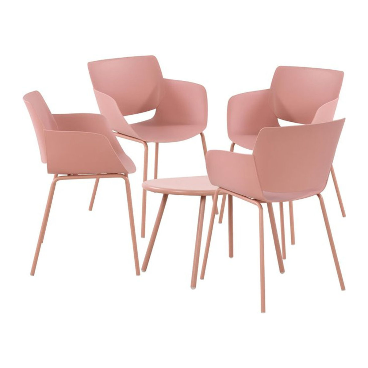 CLP Sitzgruppe Velvena Gartenmöbel-Set aus Tisch Velva und Stühlen Alpena in Rosa, modern und wetterfest - Bild 1