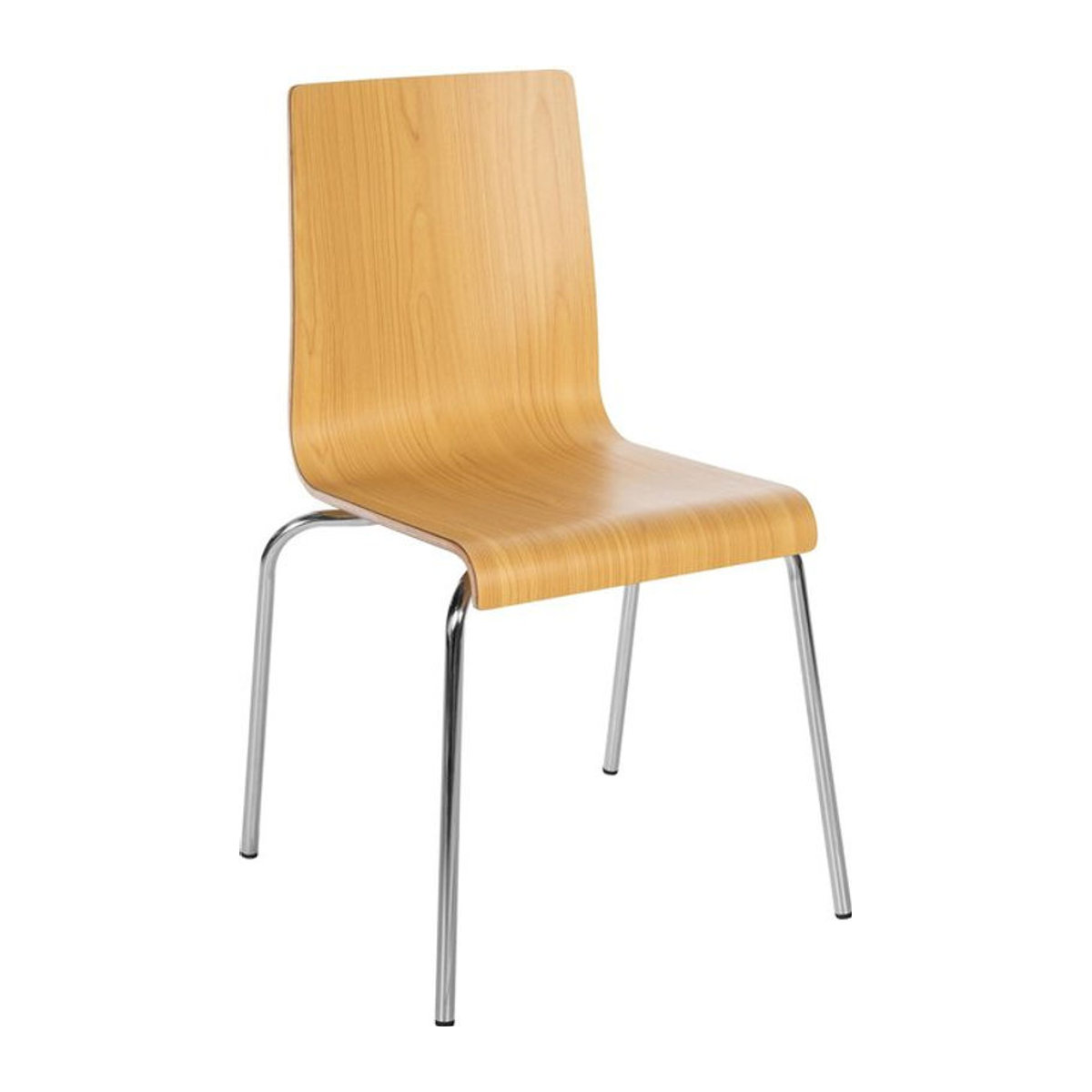 CLP Stapelstuhl Gahanna aus Formholz mit HPL-Laminat und verchromtem Stahlgestell in Natur und Chrom - Bild 1