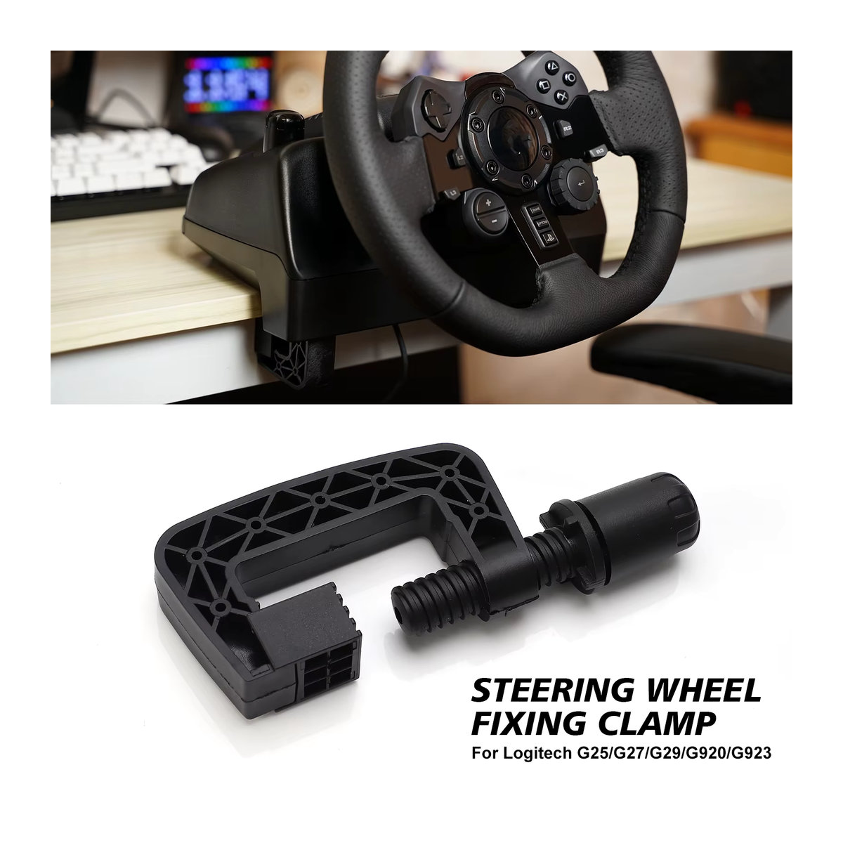 CNSPEED Lenkradhalterung Tischbefestigung für Logitech G29 G920 G25 G27 G923 Driving Force GT DFGT in Schwarz aus Kunststoff - Bild 3