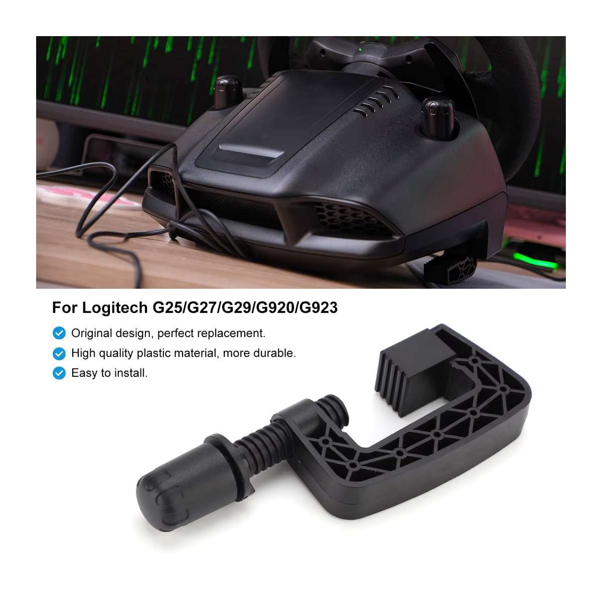 CNSPEED Lenkradhalterung Tischbefestigung für Logitech G29 G920 G25 G27 G923 Driving Force GT DFGT in Schwarz aus Kunststoff - Bild 6