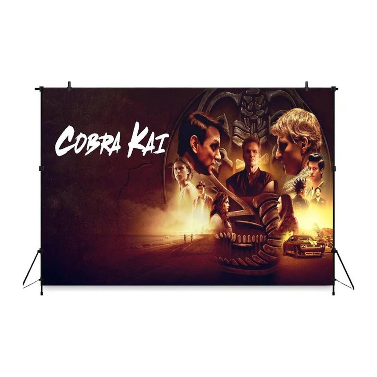Cobra Kai 2025 Anime Fotohintergrund für Kindergeburtstage und Partys, mehrfarbig, Querformat, rechteckig, rahmenlos - Bild 1