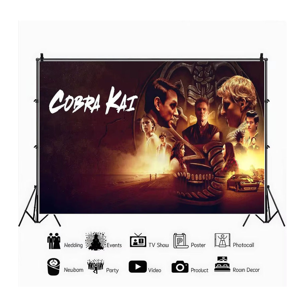 Cobra Kai 2025 Anime Fotohintergrund für Kindergeburtstage und Partys, mehrfarbig, Querformat, rechteckig, rahmenlos - Bild 3