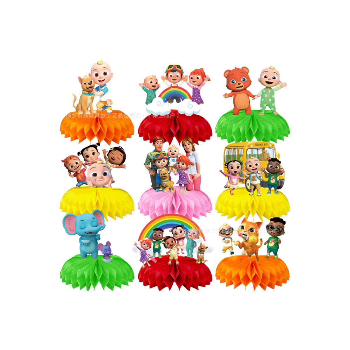 Cocomelon Honeycomb Desktop Decor 3D mehrfarbige Papier Waben Dekoration für Kinder Geburtstage - Bild 6