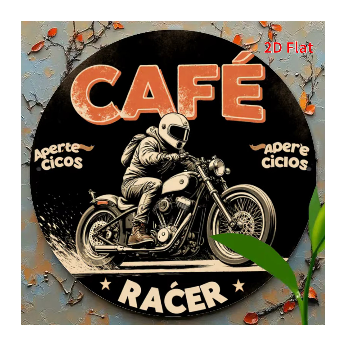 Coffee Rider Retro Motorrad Wandschild Vintage Aluminium Metallschild mehrfarbig - Bild 2