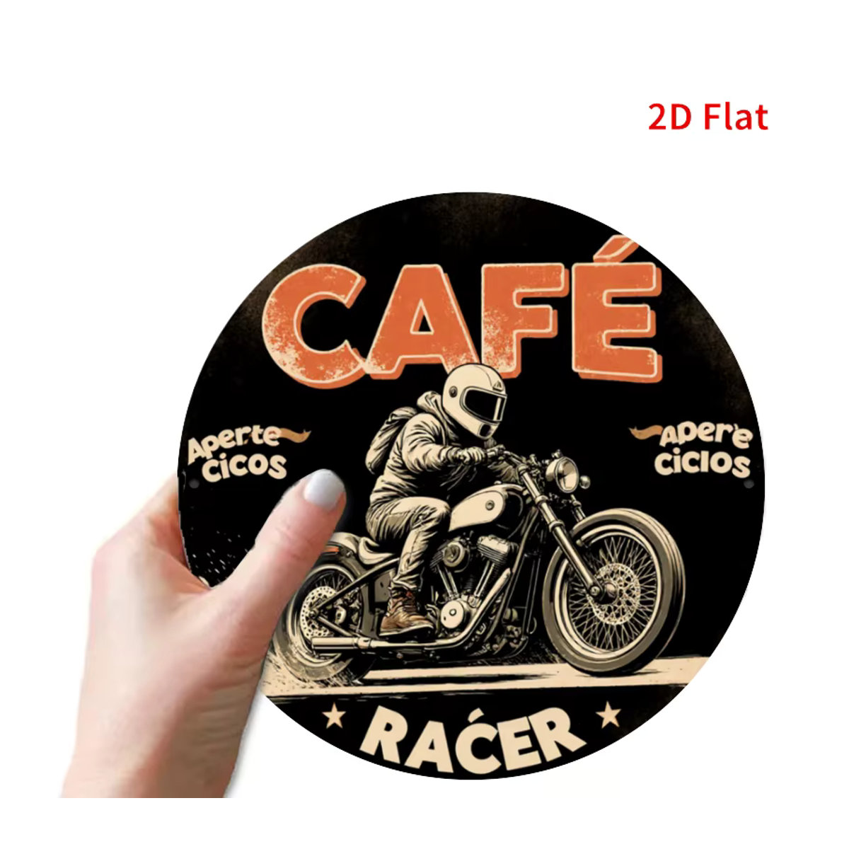 Coffee Rider Retro Motorrad Wandschild Vintage Aluminium Metallschild mehrfarbig - Bild 3