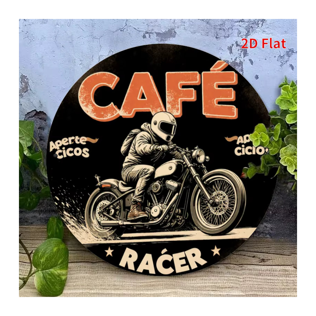 Coffee Rider Retro Motorrad Wandschild Vintage Aluminium Metallschild mehrfarbig - Bild 4