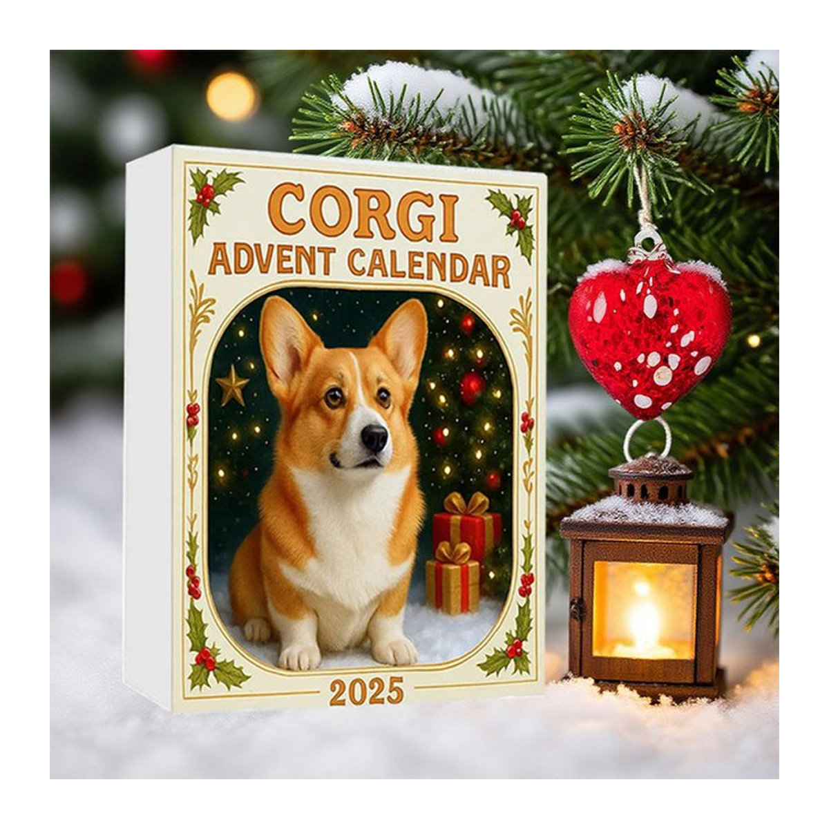 Coigi Adventskalender 2025 mit 24 Tagen Countdown und niedlichen Corgi-Mini-Ornamenten als Weihnachtsdekoration in Multicolor und Weiß - Bild 1